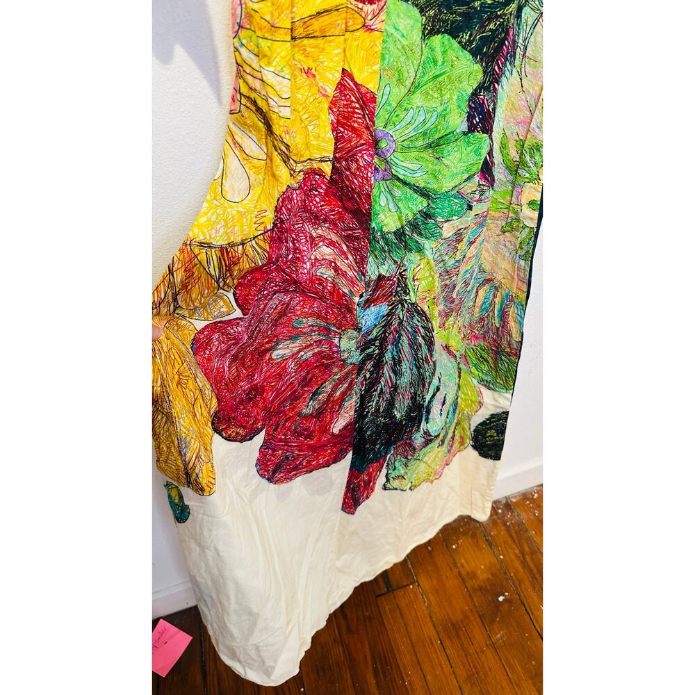 SAAKSHA & KINNI Multicolored Floral Daisy Crew Neck Short Sleeve Dress size XS - Picture 11 of 15